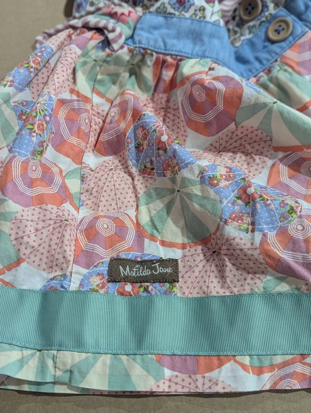 Matilda Jane Girls Whimsical Floral Umbrella Sun Dress Sz 4 *GUC So Cute! 🥰